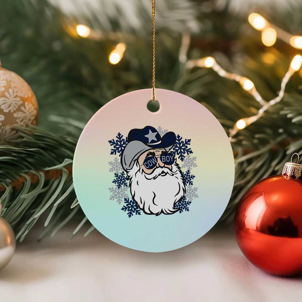 Western Cowboy Santa Christmas Ceramic Ornament Cool Retro Nostalgic Xmas Gift TS02 1pc Pastel Print Your Wear
