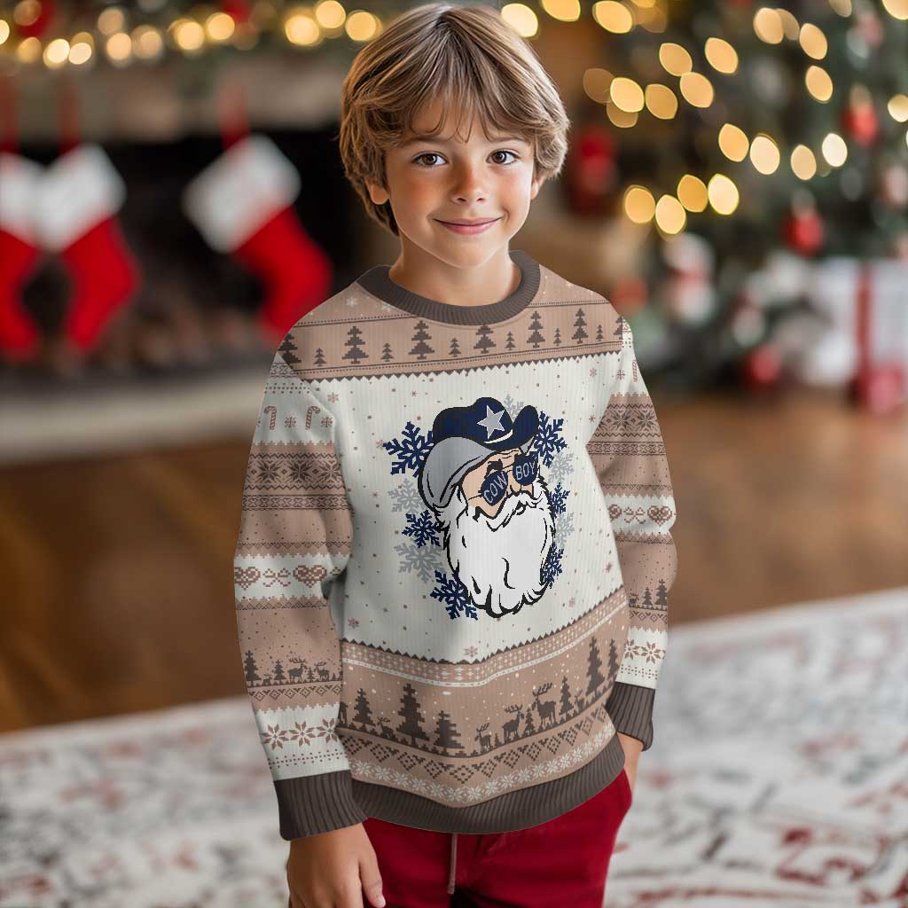 Western Cowboy Santa Christmas Ugly Christmas Sweater Cool Retro Nostalgic Xmas Gift TS02 Mocha Mousse Print Your Wear
