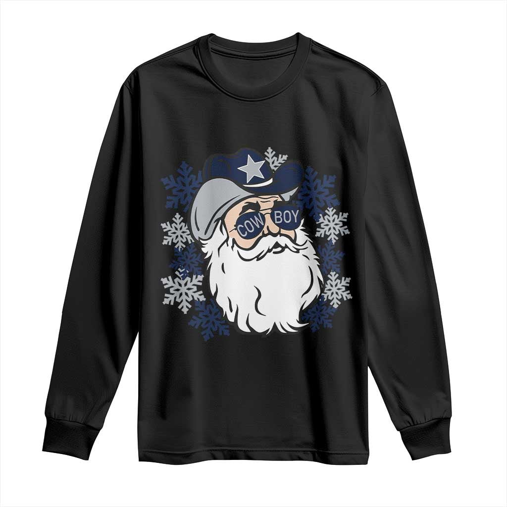 Western Cowboy Santa Christmas Long Sleeve Shirt Cool Retro Nostalgic Xmas Gift TS02 Black Print Your Wear