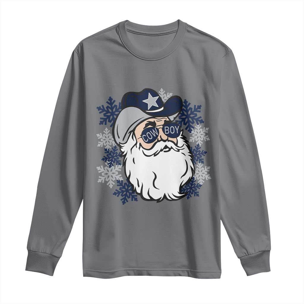 Western Cowboy Santa Christmas Long Sleeve Shirt Cool Retro Nostalgic Xmas Gift TS02 Charcoal Print Your Wear