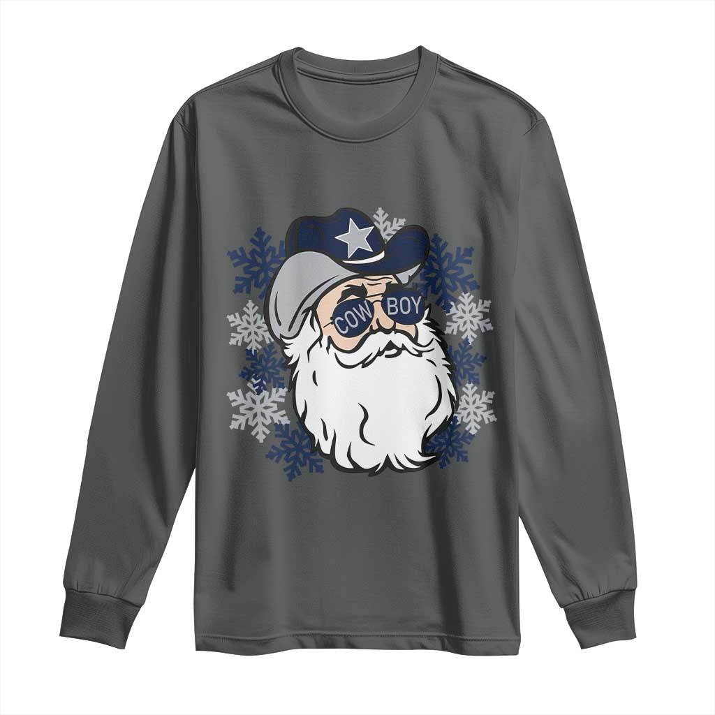 Western Cowboy Santa Christmas Long Sleeve Shirt Cool Retro Nostalgic Xmas Gift TS02 Dark Heather Print Your Wear