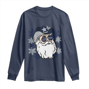 Western Cowboy Santa Christmas Long Sleeve Shirt Cool Retro Nostalgic Xmas Gift TS02 Navy Print Your Wear