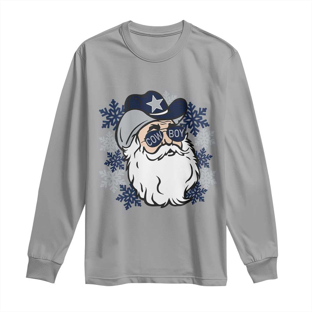 Western Cowboy Santa Christmas Long Sleeve Shirt Cool Retro Nostalgic Xmas Gift TS02 Sport Gray Print Your Wear