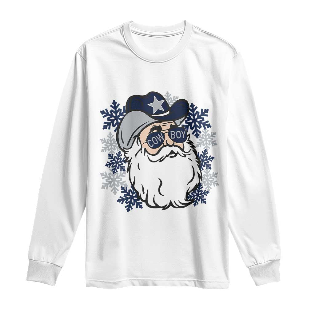 Western Cowboy Santa Christmas Long Sleeve Shirt Cool Retro Nostalgic Xmas Gift TS02 White Print Your Wear