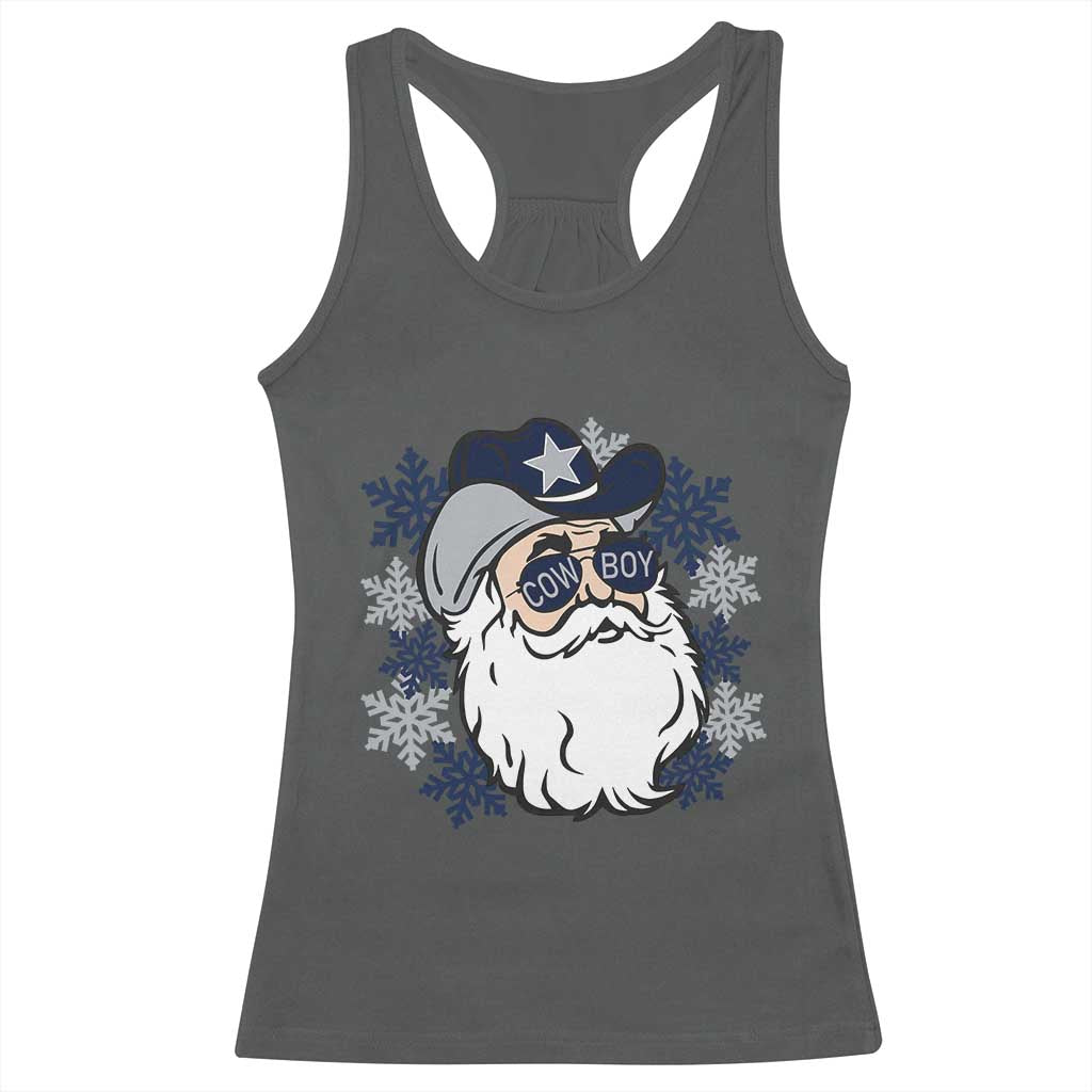 Western Cowboy Santa Christmas Racerback Tank Top Cool Retro Nostalgic Xmas Gift TS02 Dark Heather Print Your Wear