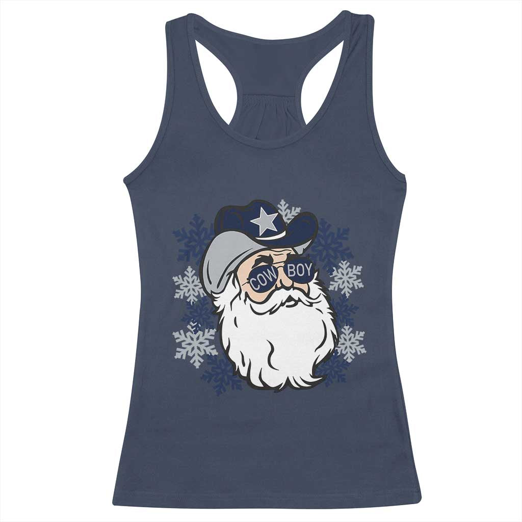 Western Cowboy Santa Christmas Racerback Tank Top Cool Retro Nostalgic Xmas Gift TS02 Navy Print Your Wear