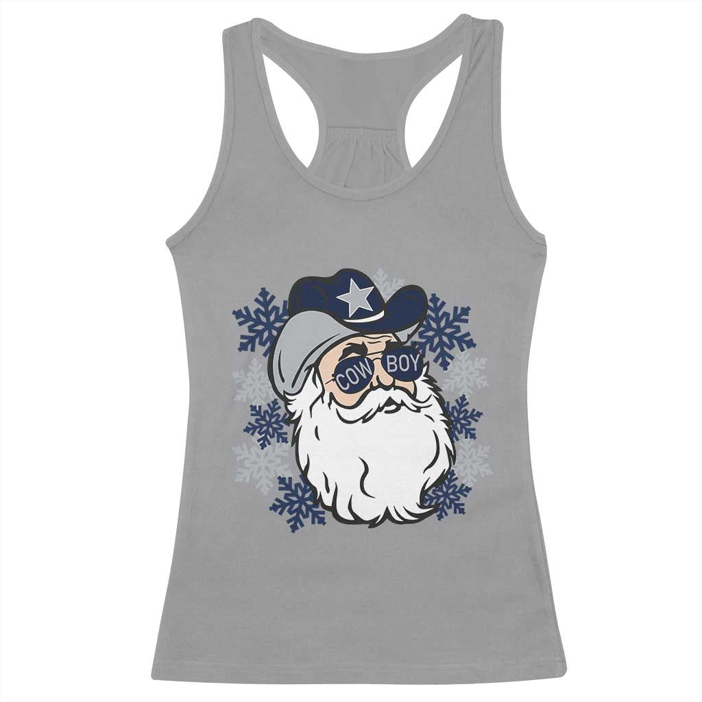Western Cowboy Santa Christmas Racerback Tank Top Cool Retro Nostalgic Xmas Gift TS02 Sport Gray Print Your Wear