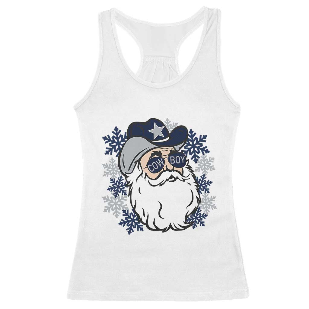 Western Cowboy Santa Christmas Racerback Tank Top Cool Retro Nostalgic Xmas Gift TS02 White Print Your Wear