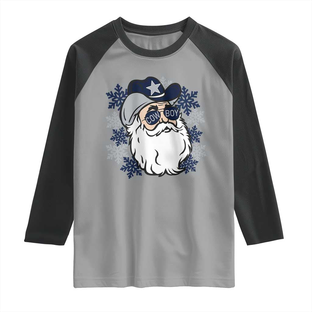 Western Cowboy Santa Christmas Raglan Shirt Cool Retro Nostalgic Xmas Gift TS02 Sport Gray Black Print Your Wear