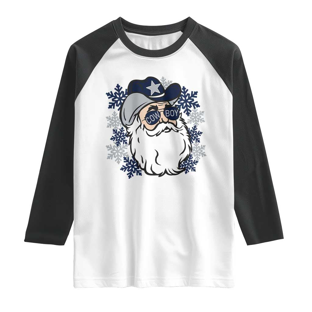 Western Cowboy Santa Christmas Raglan Shirt Cool Retro Nostalgic Xmas Gift TS02 White Black Print Your Wear