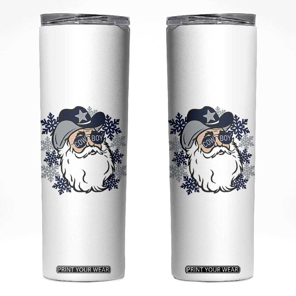 Western Cowboy Santa Christmas Skinny Tumbler Cool Retro Nostalgic Xmas Gift TS02 White Print Your Wear