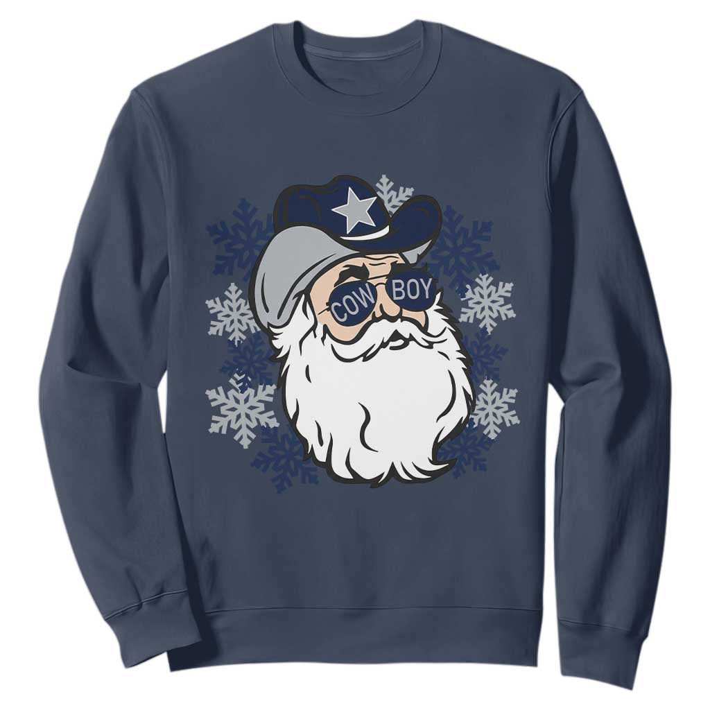 Western Cowboy Santa Christmas Sweatshirt Cool Retro Nostalgic Xmas Gift TS02 Navy Print Your Wear