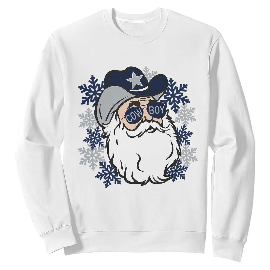 Western Cowboy Santa Christmas Sweatshirt Cool Retro Nostalgic Xmas Gift TS02 White Print Your Wear
