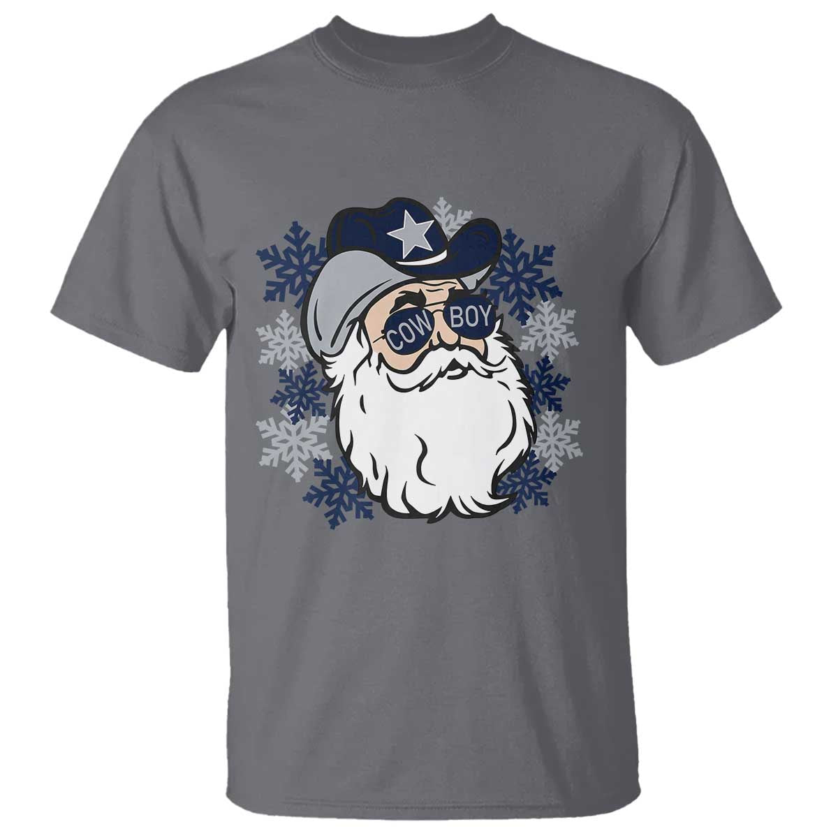 Western Cowboy Santa Christmas T Shirt Cool Retro Nostalgic Xmas Gift TS02 Charcoal Print Your Wear