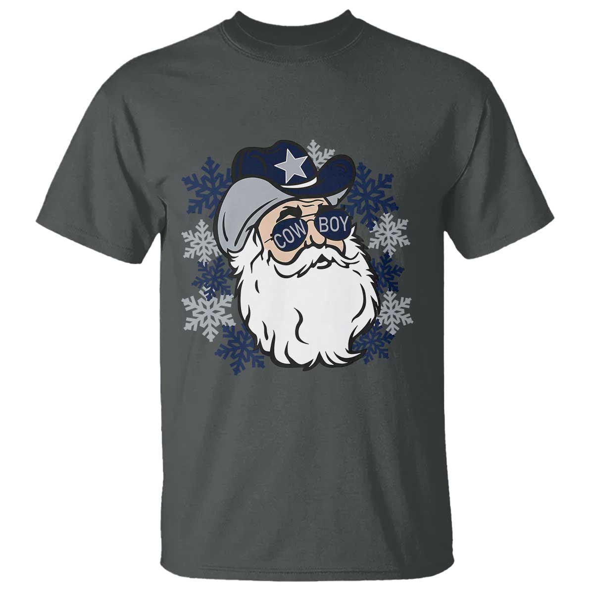 Western Cowboy Santa Christmas T Shirt Cool Retro Nostalgic Xmas Gift TS02 Dark Heather Print Your Wear