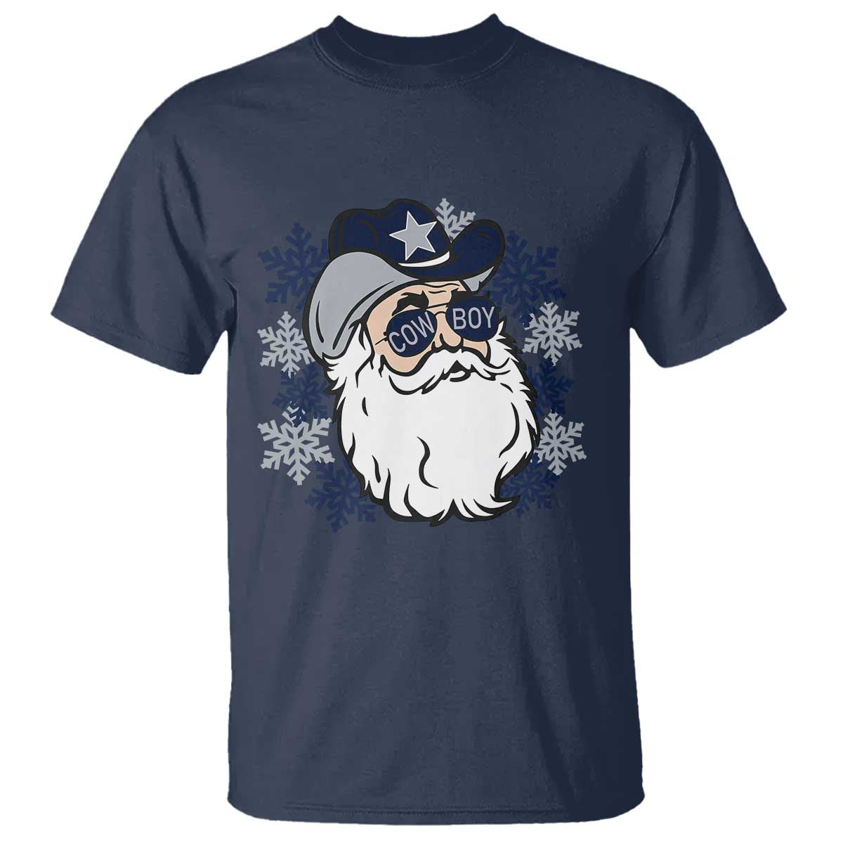 Western Cowboy Santa Christmas T Shirt Cool Retro Nostalgic Xmas Gift TS02 Navy Print Your Wear