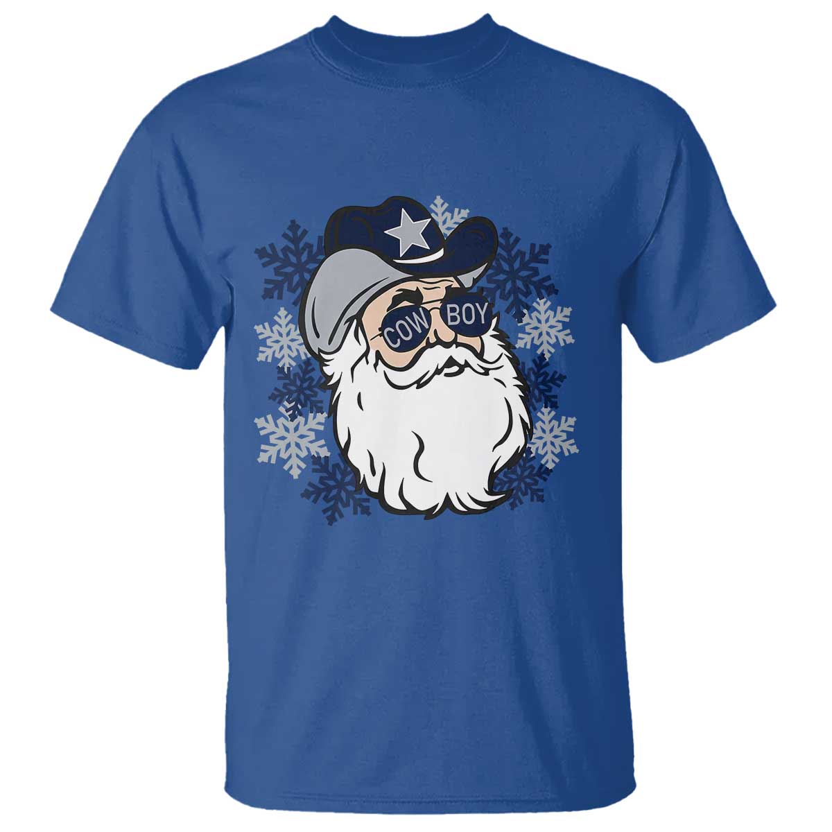 Western Cowboy Santa Christmas T Shirt Cool Retro Nostalgic Xmas Gift TS02 Royal Blue Print Your Wear