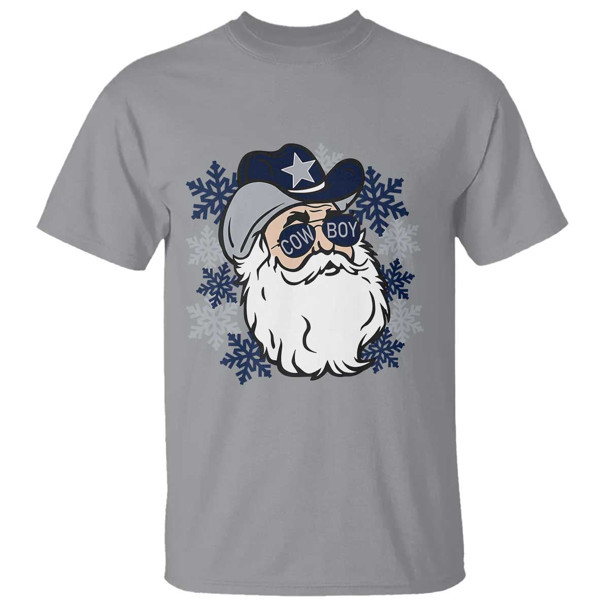 Western Cowboy Santa Christmas T Shirt Cool Retro Nostalgic Xmas Gift TS02 Sport Gray Print Your Wear