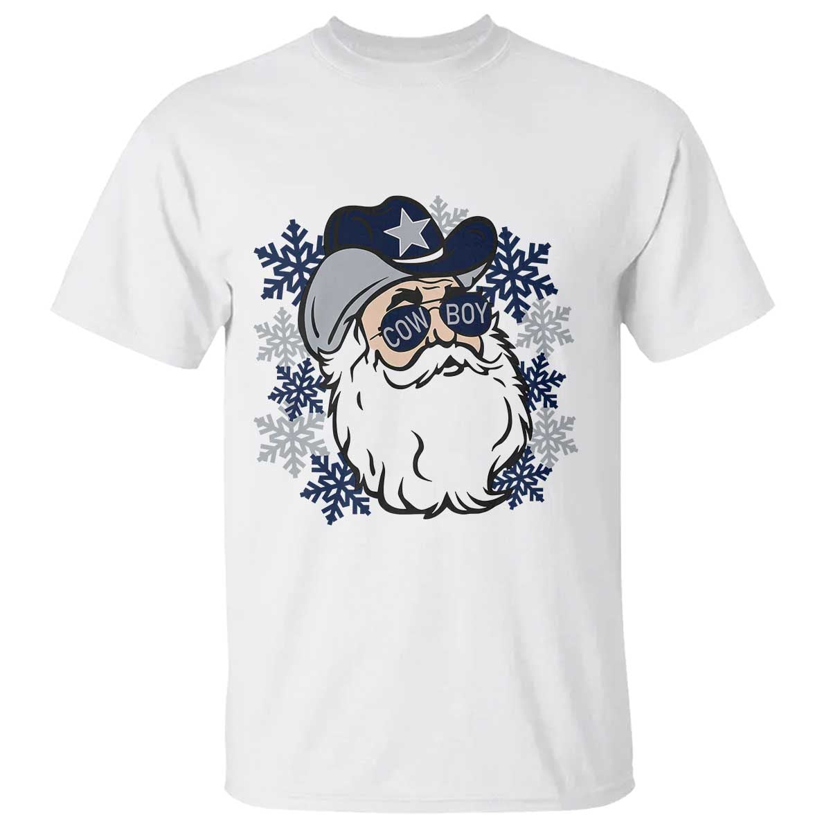 Western Cowboy Santa Christmas T Shirt Cool Retro Nostalgic Xmas Gift TS02 White Print Your Wear
