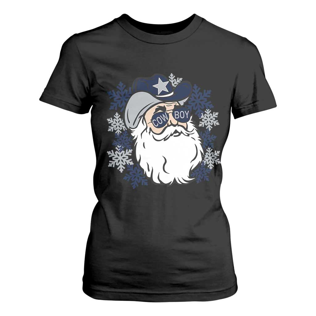 Western Cowboy Santa Christmas T Shirt For Women Cool Retro Nostalgic Xmas Gift TS02 Black Print Your Wear