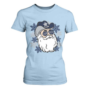 Western Cowboy Santa Christmas T Shirt For Women Cool Retro Nostalgic Xmas Gift TS02 Light Blue Print Your Wear