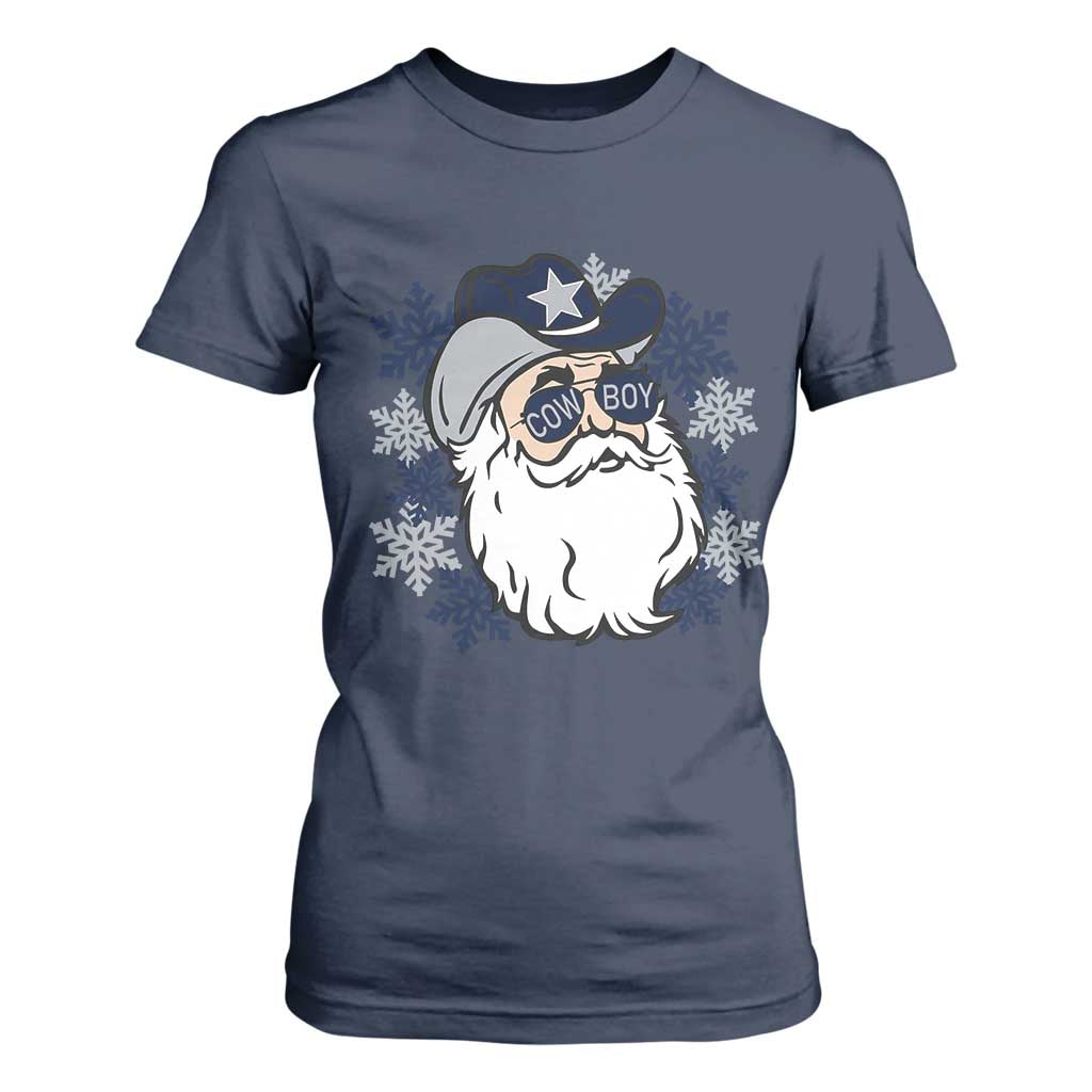 Western Cowboy Santa Christmas T Shirt For Women Cool Retro Nostalgic Xmas Gift TS02 Navy Print Your Wear