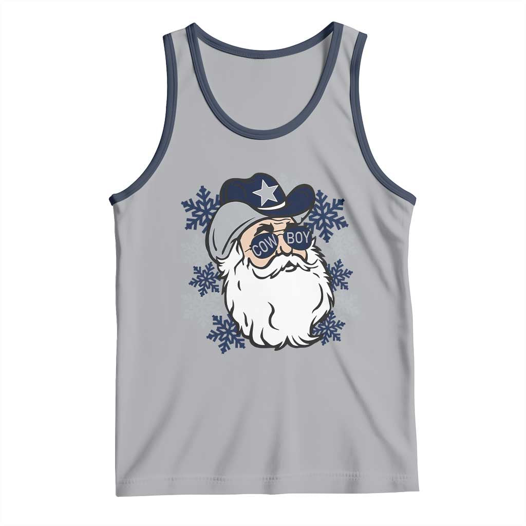 Western Cowboy Santa Christmas Tank Top Cool Retro Nostalgic Xmas Gift TS02 Athletic Heather Navy Print Your Wear