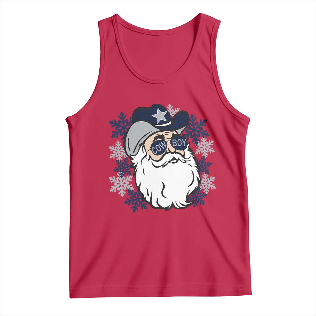 Western Cowboy Santa Christmas Tank Top Cool Retro Nostalgic Xmas Gift TS02 Red Print Your Wear