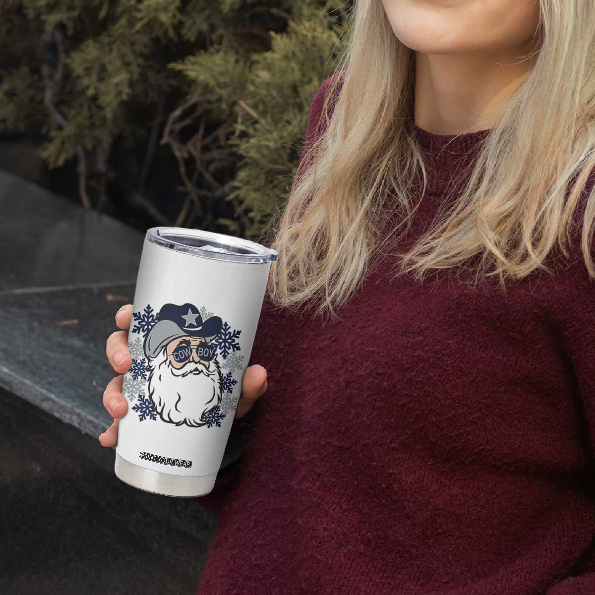 Western Cowboy Santa Christmas Tumbler Cup Cool Retro Nostalgic Xmas Gift TS02 Print Your Wear