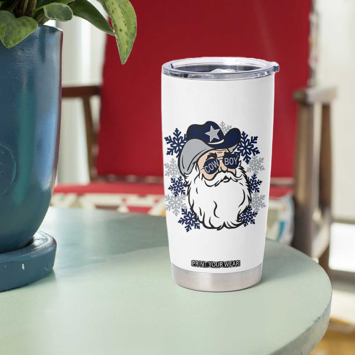 Western Cowboy Santa Christmas Tumbler Cup Cool Retro Nostalgic Xmas Gift TS02 Print Your Wear