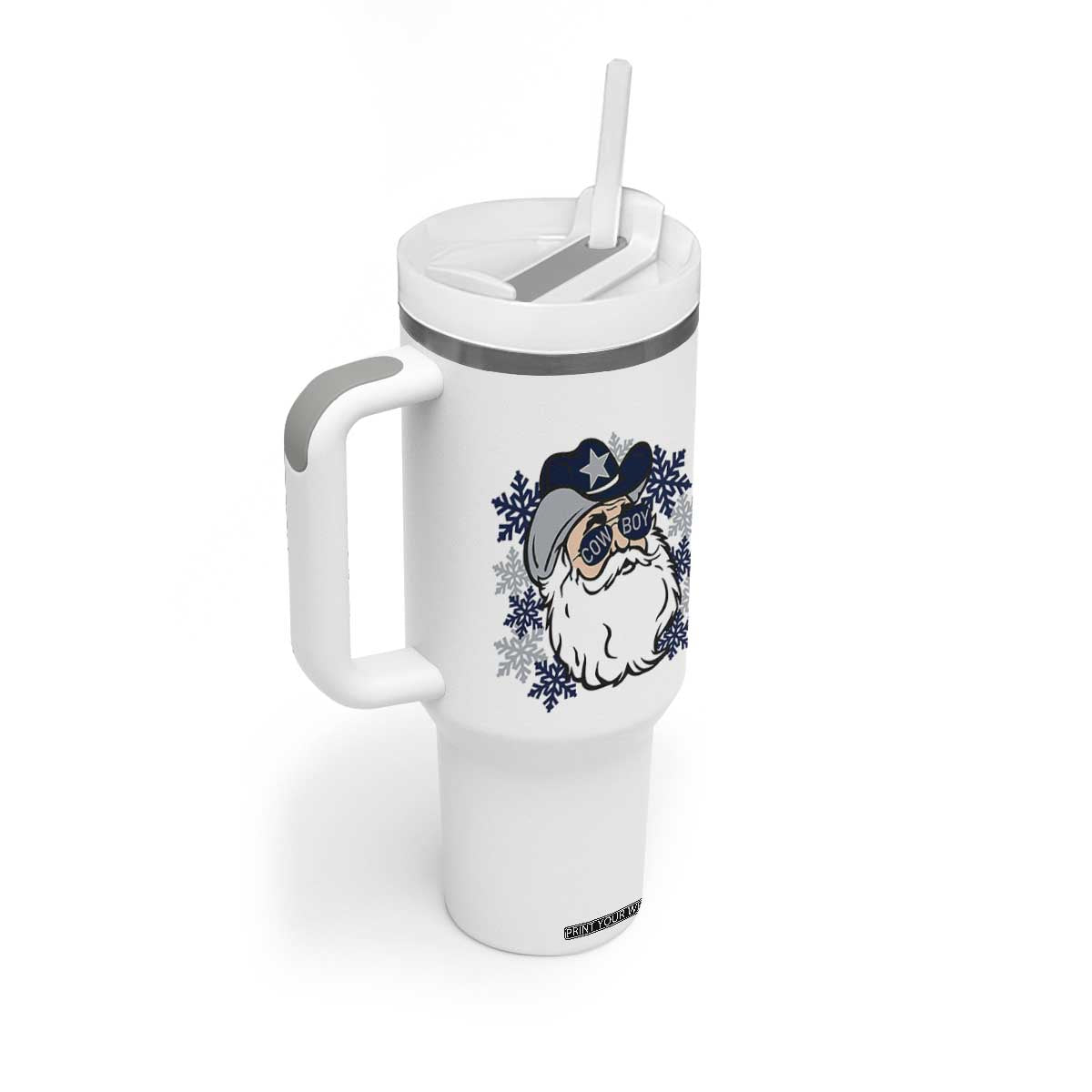 Western Cowboy Santa Christmas Tumbler With Handle Cool Retro Nostalgic Xmas Gift TS02 Print Your Wear