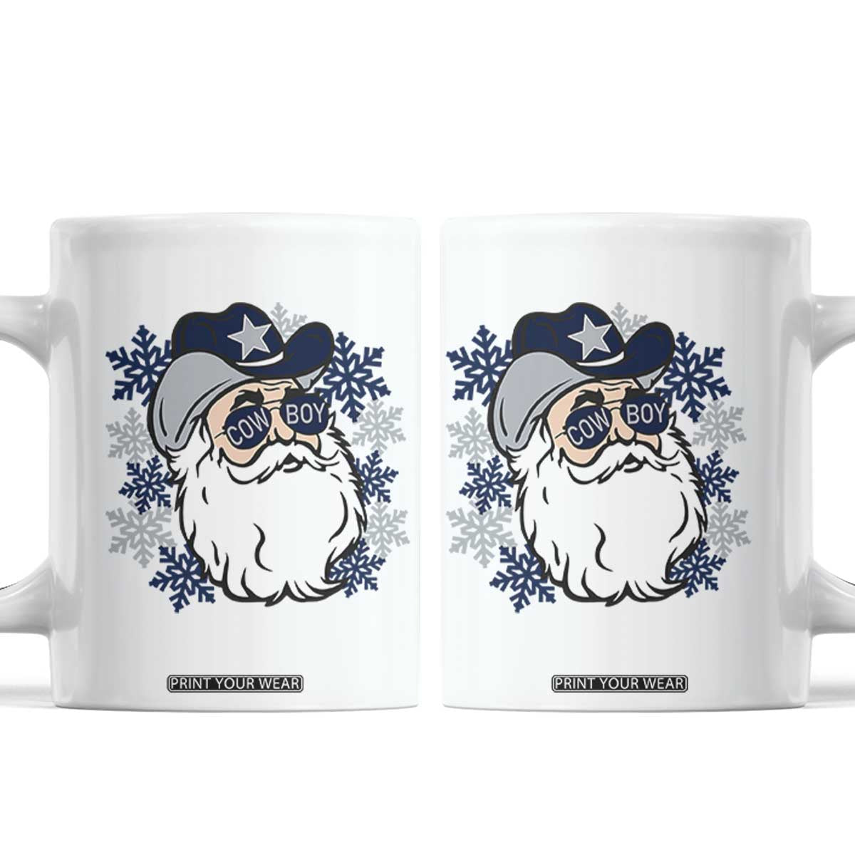 Western Cowboy Santa Christmas Coffee Mug Cool Retro Nostalgic Xmas Gift TS02 White Print Your Wear