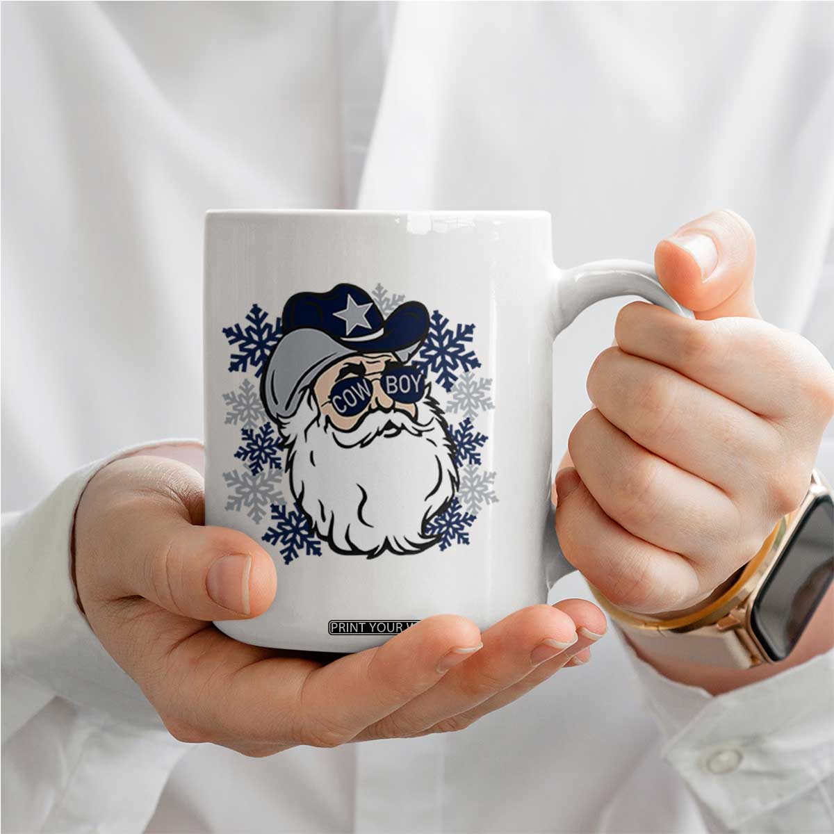 Western Cowboy Santa Christmas Coffee Mug Cool Retro Nostalgic Xmas Gift TS02 Print Your Wear