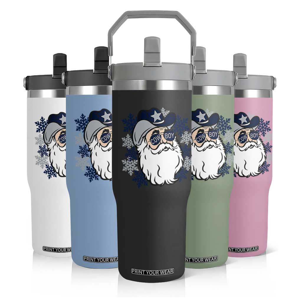 Western Cowboy Santa Christmas Flip Straw Tumbler Cool Retro Nostalgic Xmas Gift TS02 Print Your Wear
