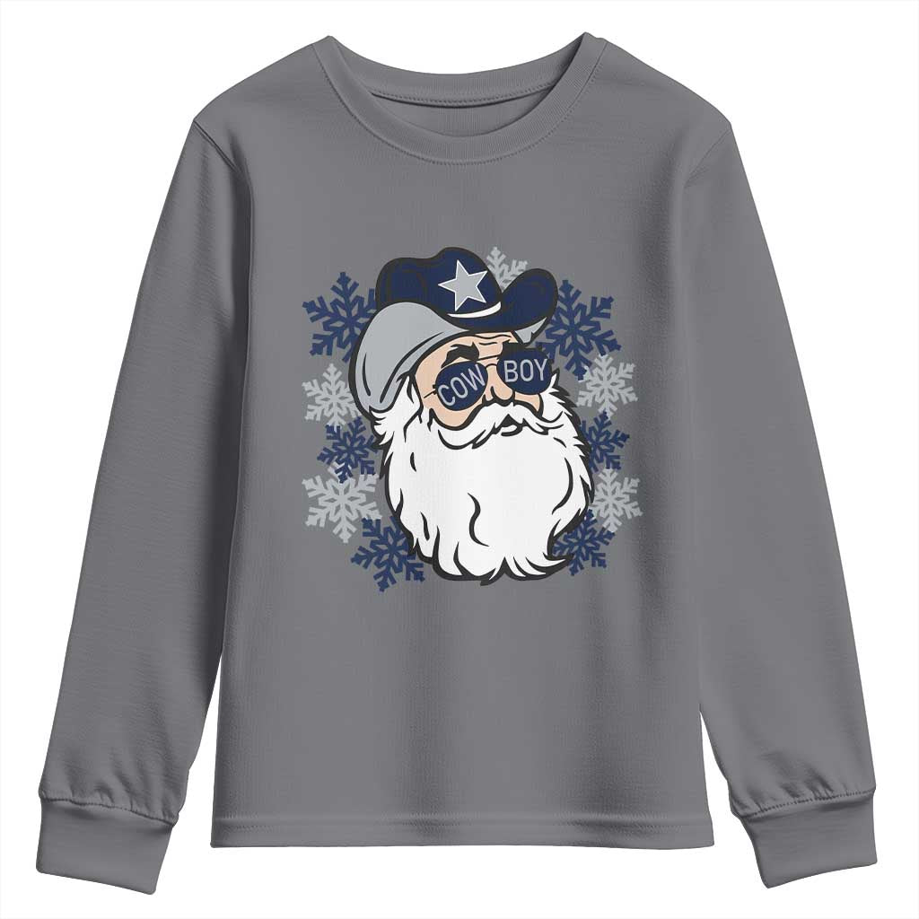 Western Cowboy Santa Christmas Youth Sweatshirt Cool Retro Nostalgic Xmas Gift TS02 Charcoal Print Your Wear