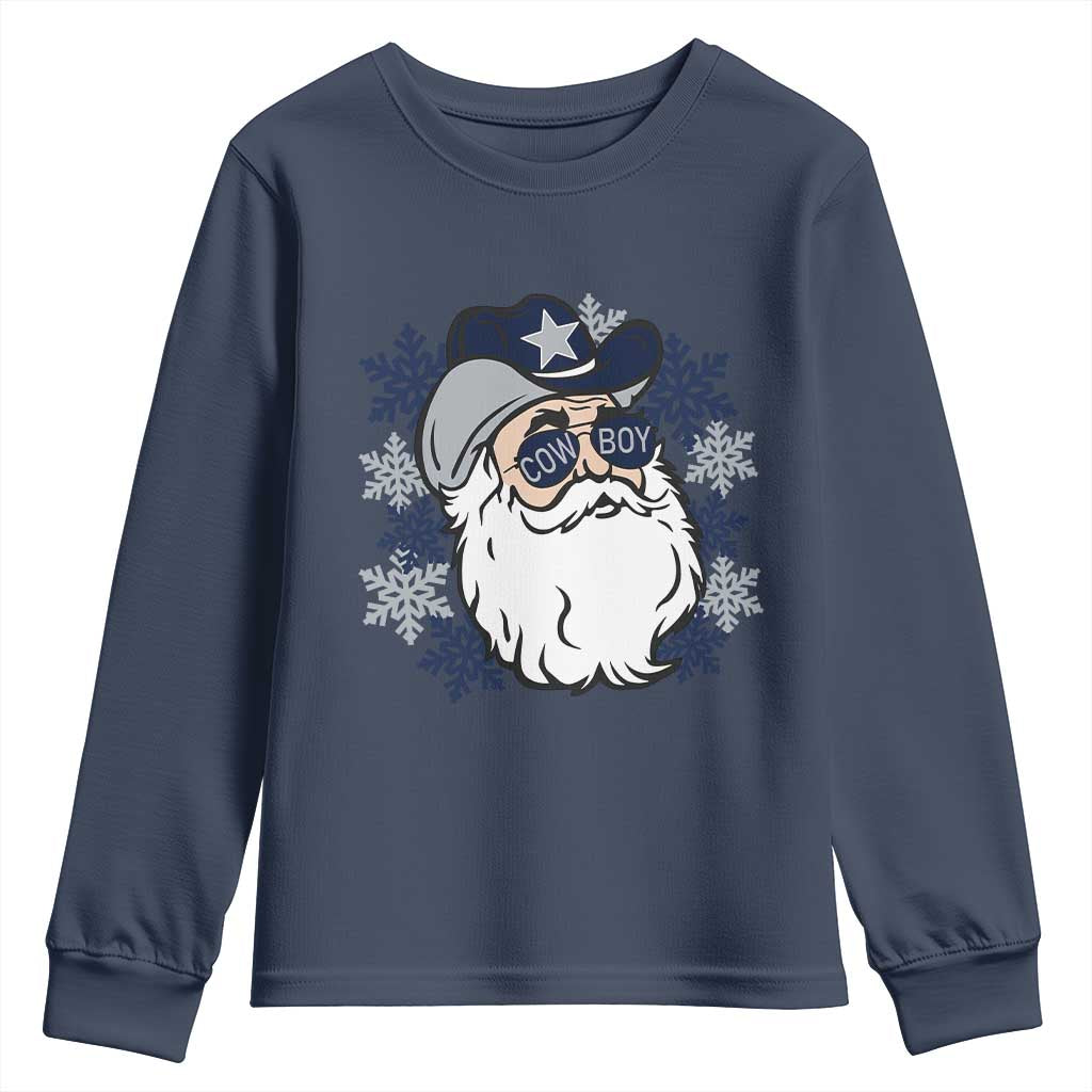 Western Cowboy Santa Christmas Youth Sweatshirt Cool Retro Nostalgic Xmas Gift TS02 Navy Print Your Wear