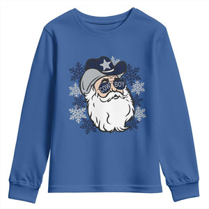 Western Cowboy Santa Christmas Youth Sweatshirt Cool Retro Nostalgic Xmas Gift TS02 Royal Blue Print Your Wear