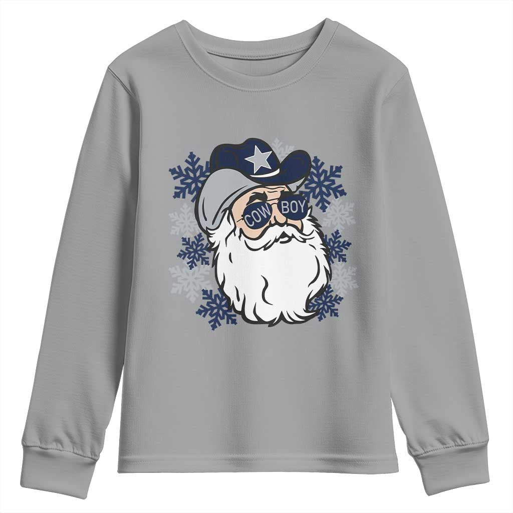 Western Cowboy Santa Christmas Youth Sweatshirt Cool Retro Nostalgic Xmas Gift TS02 Sport Gray Print Your Wear