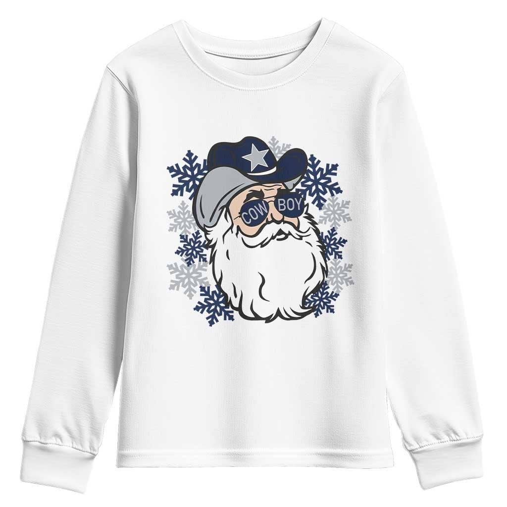 Western Cowboy Santa Christmas Youth Sweatshirt Cool Retro Nostalgic Xmas Gift TS02 White Print Your Wear