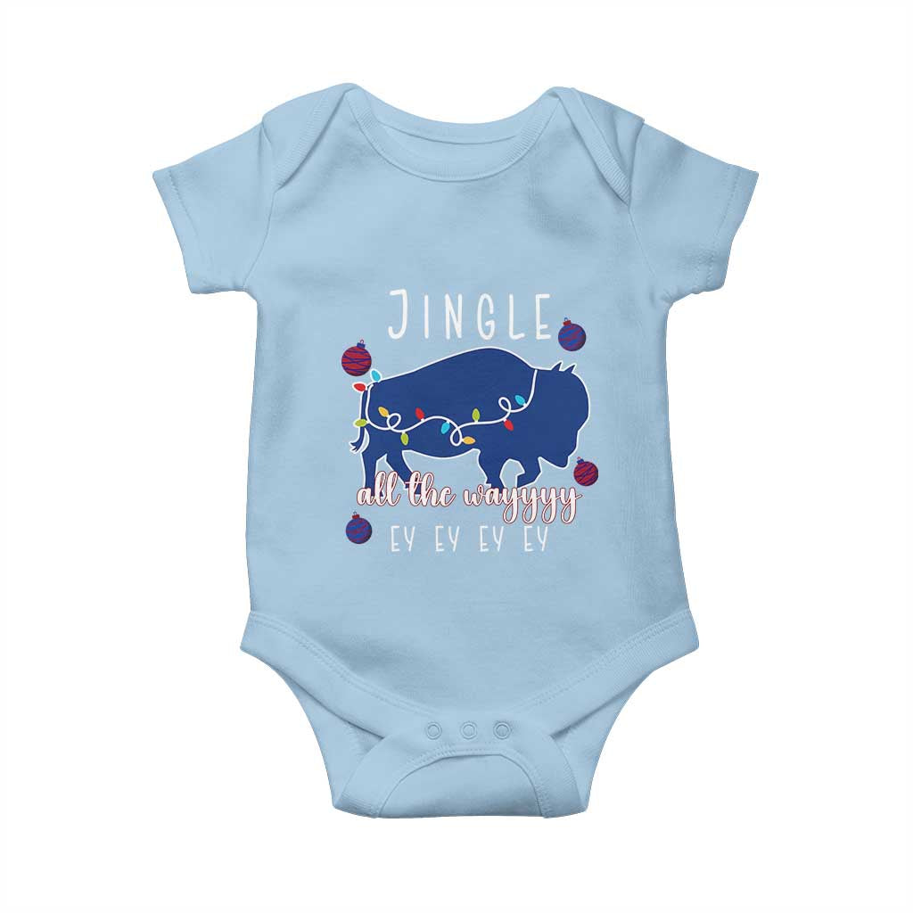 Buffalo Christmas Jingle All the Way Ey Baby Onesie Xmas Lights Funny Holiday Gift TS02 Light Blue Print Your Wear
