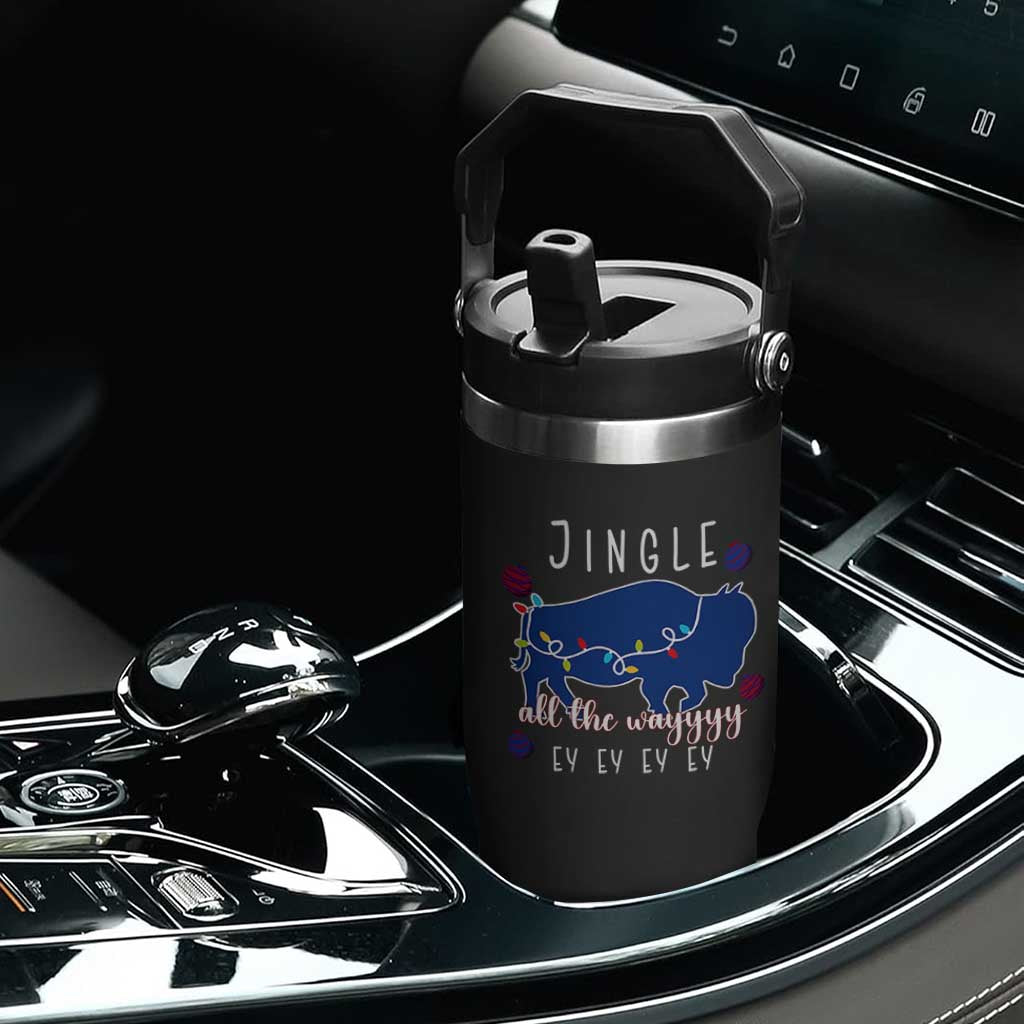 Buffalo Christmas Jingle All the Way Ey Flip Straw Tumbler Xmas Lights Funny Holiday Gift TS02 Print Your Wear