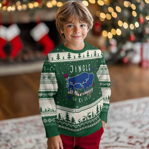 Buffalo Christmas Jingle All the Way Ey Ugly Christmas Sweater Xmas Lights Funny Holiday Gift TS02 Forest Green Beige Print Your Wear