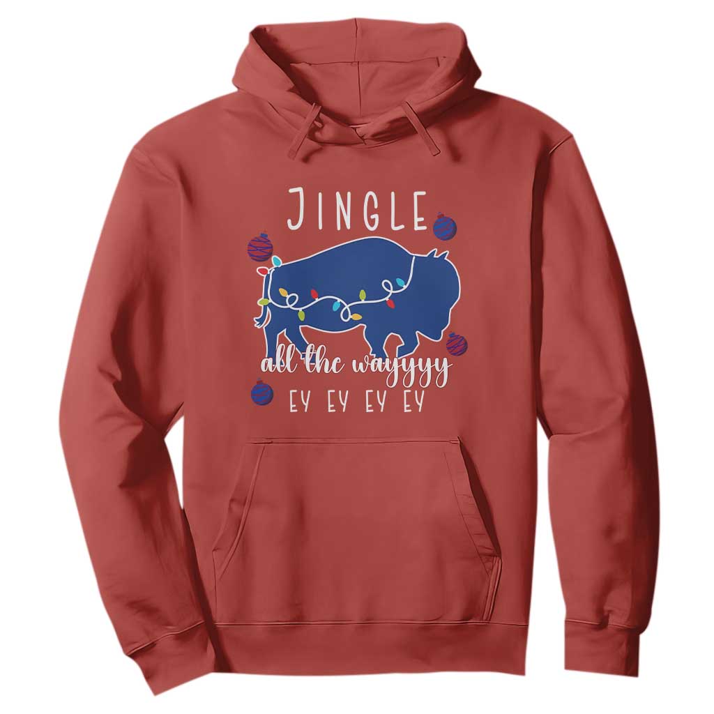 Buffalo Christmas Jingle All the Way Ey Hoodie Xmas Lights Funny Holiday Gift TS02 Red Print Your Wear