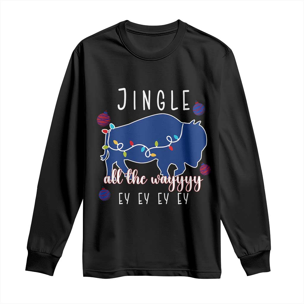 Buffalo Christmas Jingle All the Way Ey Long Sleeve Shirt Xmas Lights Funny Holiday Gift TS02 Black Print Your Wear