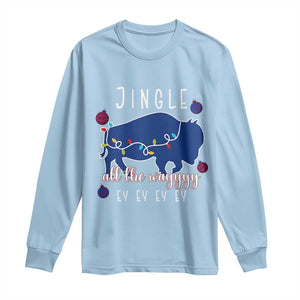 Buffalo Christmas Jingle All the Way Ey Long Sleeve Shirt Xmas Lights Funny Holiday Gift TS02 Light Blue Print Your Wear