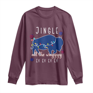 Buffalo Christmas Jingle All the Way Ey Long Sleeve Shirt Xmas Lights Funny Holiday Gift TS02 Maroon Print Your Wear