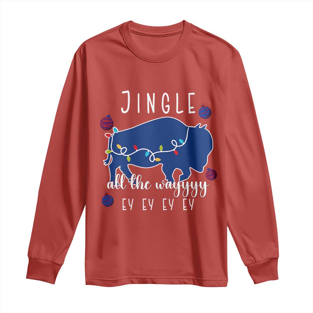Buffalo Christmas Jingle All the Way Ey Long Sleeve Shirt Xmas Lights Funny Holiday Gift TS02 Red Print Your Wear