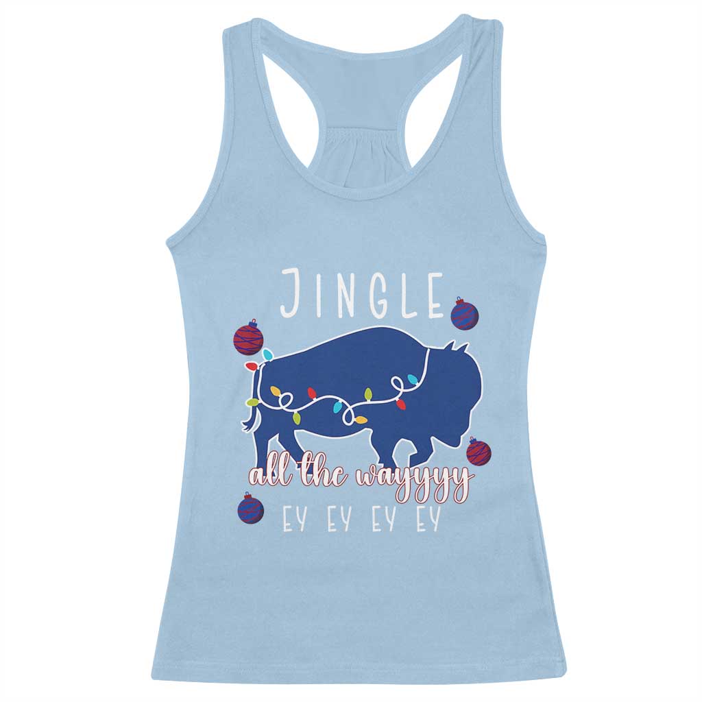 Buffalo Christmas Jingle All the Way Ey Racerback Tank Top Xmas Lights Funny Holiday Gift TS02 Light Blue Print Your Wear
