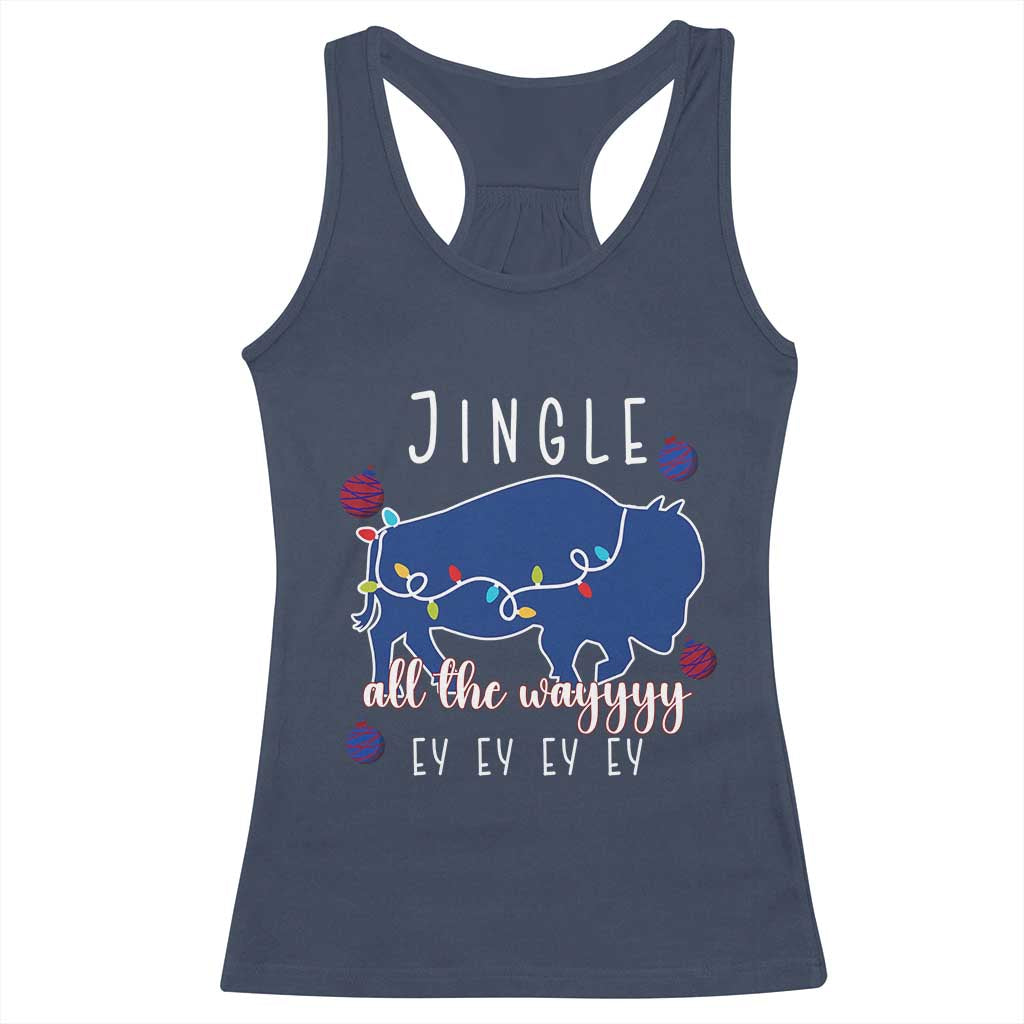Buffalo Christmas Jingle All the Way Ey Racerback Tank Top Xmas Lights Funny Holiday Gift TS02 Navy Print Your Wear