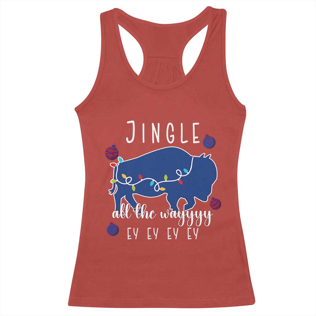 Buffalo Christmas Jingle All the Way Ey Racerback Tank Top Xmas Lights Funny Holiday Gift TS02 Red Print Your Wear